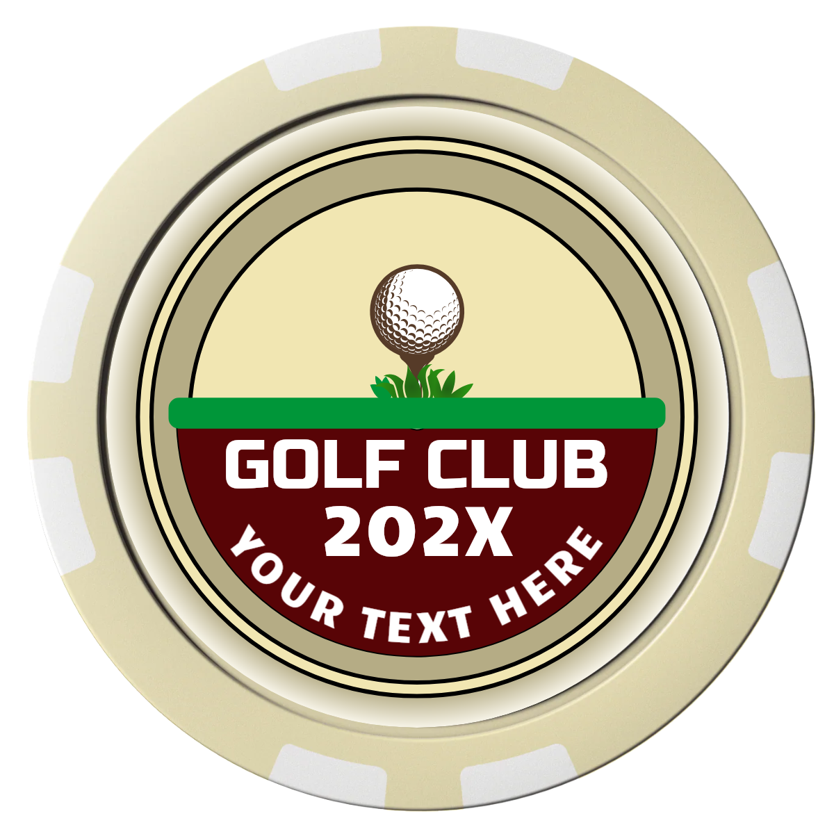 Teed Up Composite Poker Chips - Ivory / 8 Stripe - Front