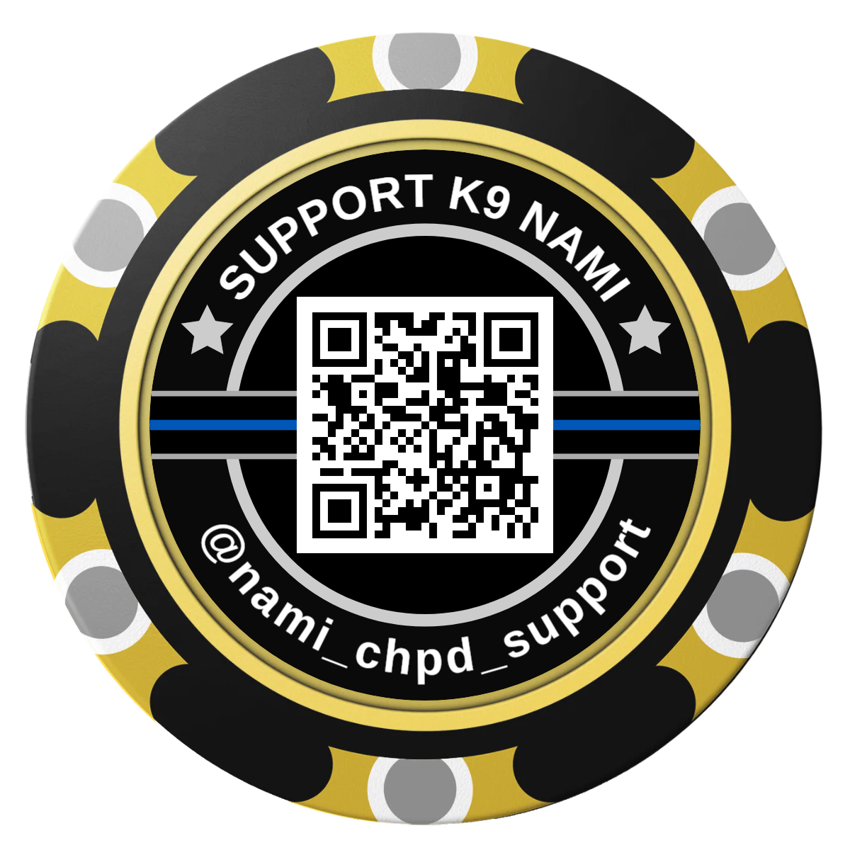 Police Department K9 #02 Clay Poker Chips - Black / Monte Carlo / 40mm - Back