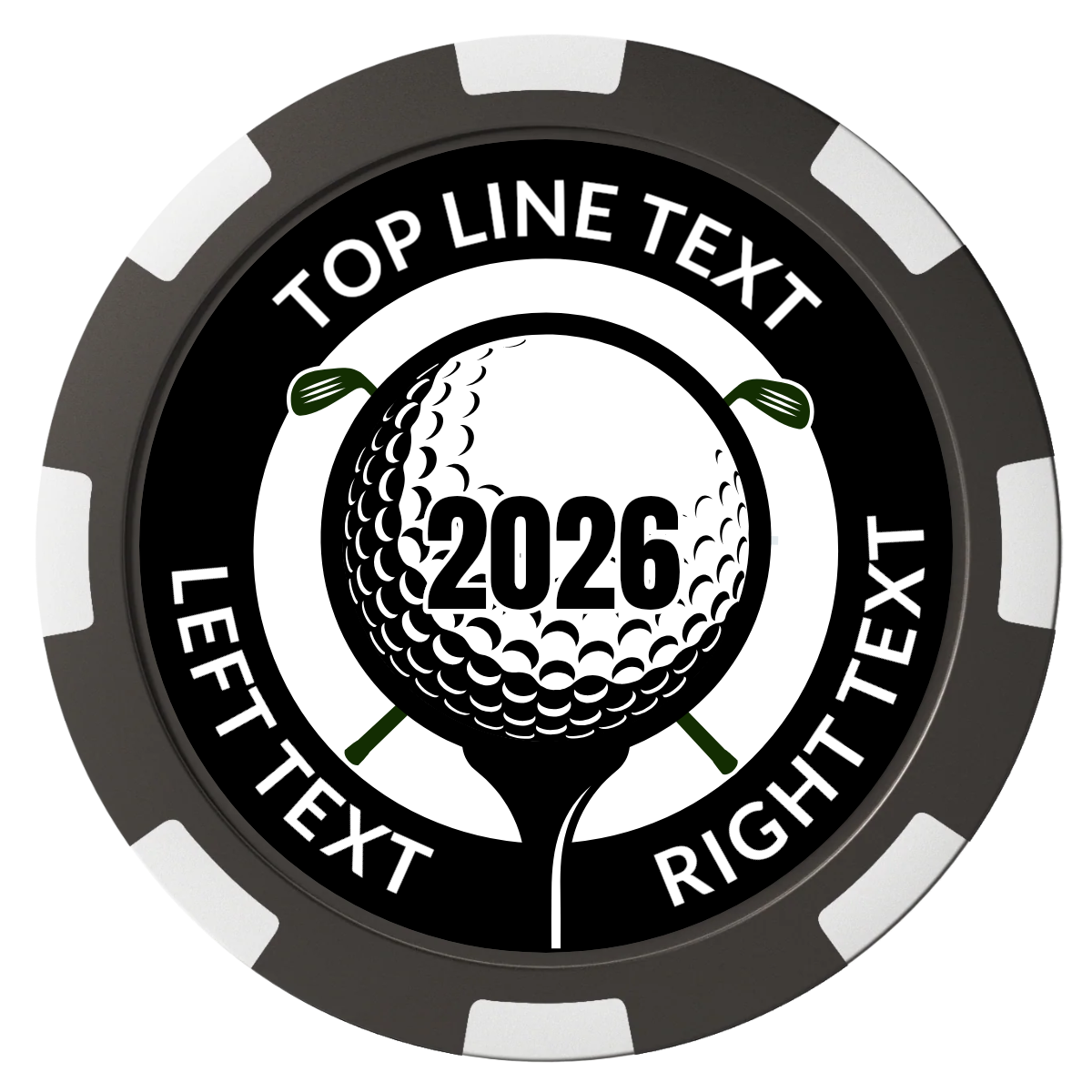 Tee it up Composite Poker Chips - Black / 8 Spot - Back