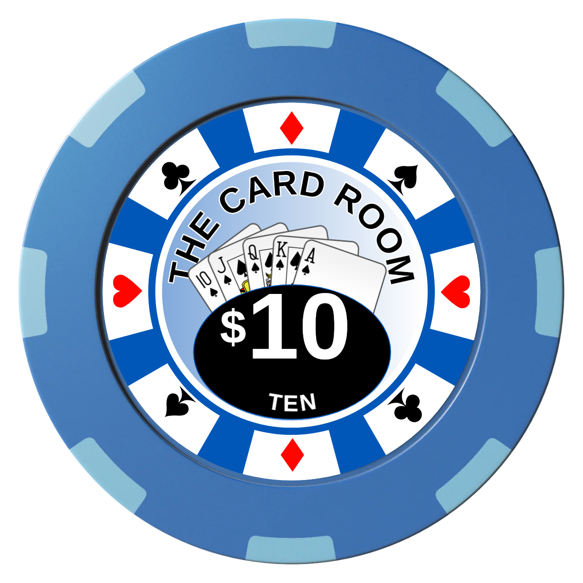 A Suitable Design Clay Poker Chips - Blue / 8 Spot (2 Tone) / 40mm - Front