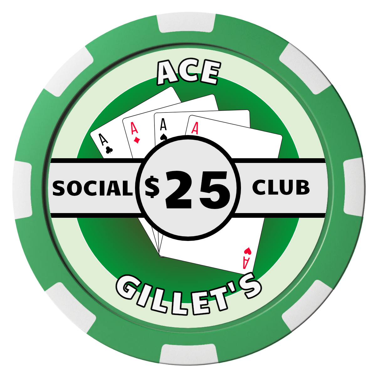 Ace Gillet's Magnetic Composite Poker Chips - Green / 8 Spot - Front