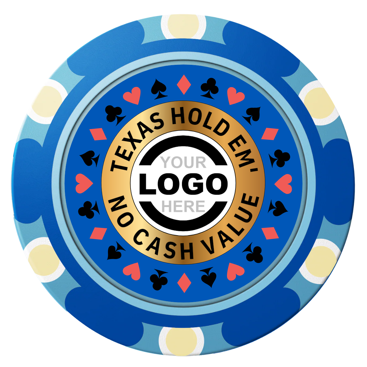 Texas Hold Em' Clay Poker Chips - Blue / Monte Carlo / 40mm - Back