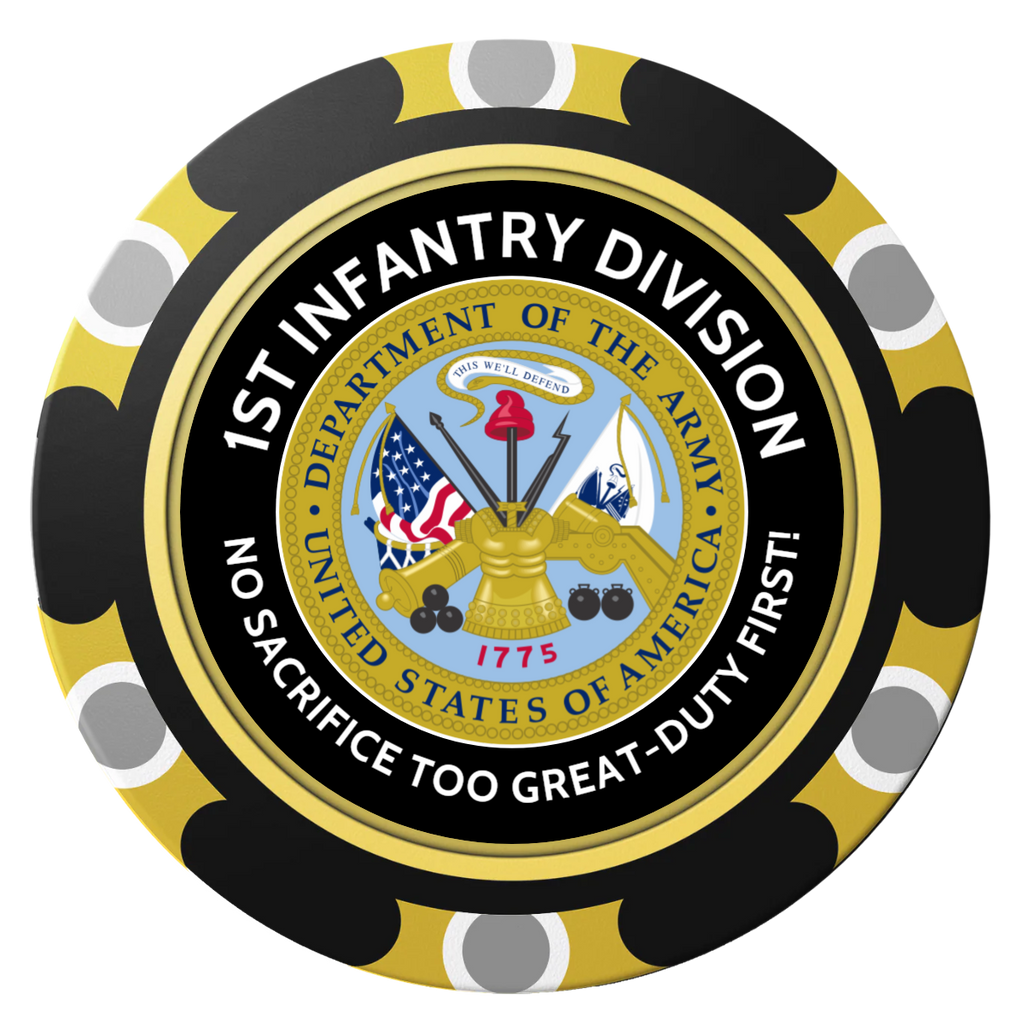 1st Infantry Division Clay Poker Chips - Black / Monte Carlo / 40mm - Back