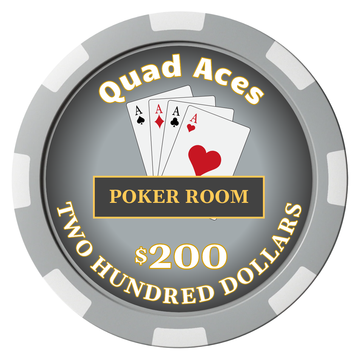 Quad Aces Composite Poker Chips - Gray / 8 Spot - Front