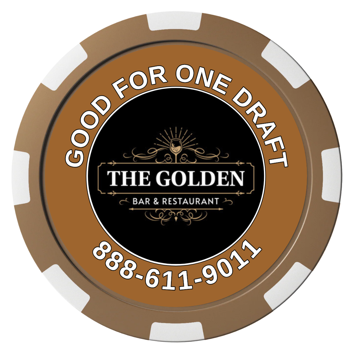 Branded Logo Bar Drink Token Composite Poker Chips - Brown / 8 Spot - Front