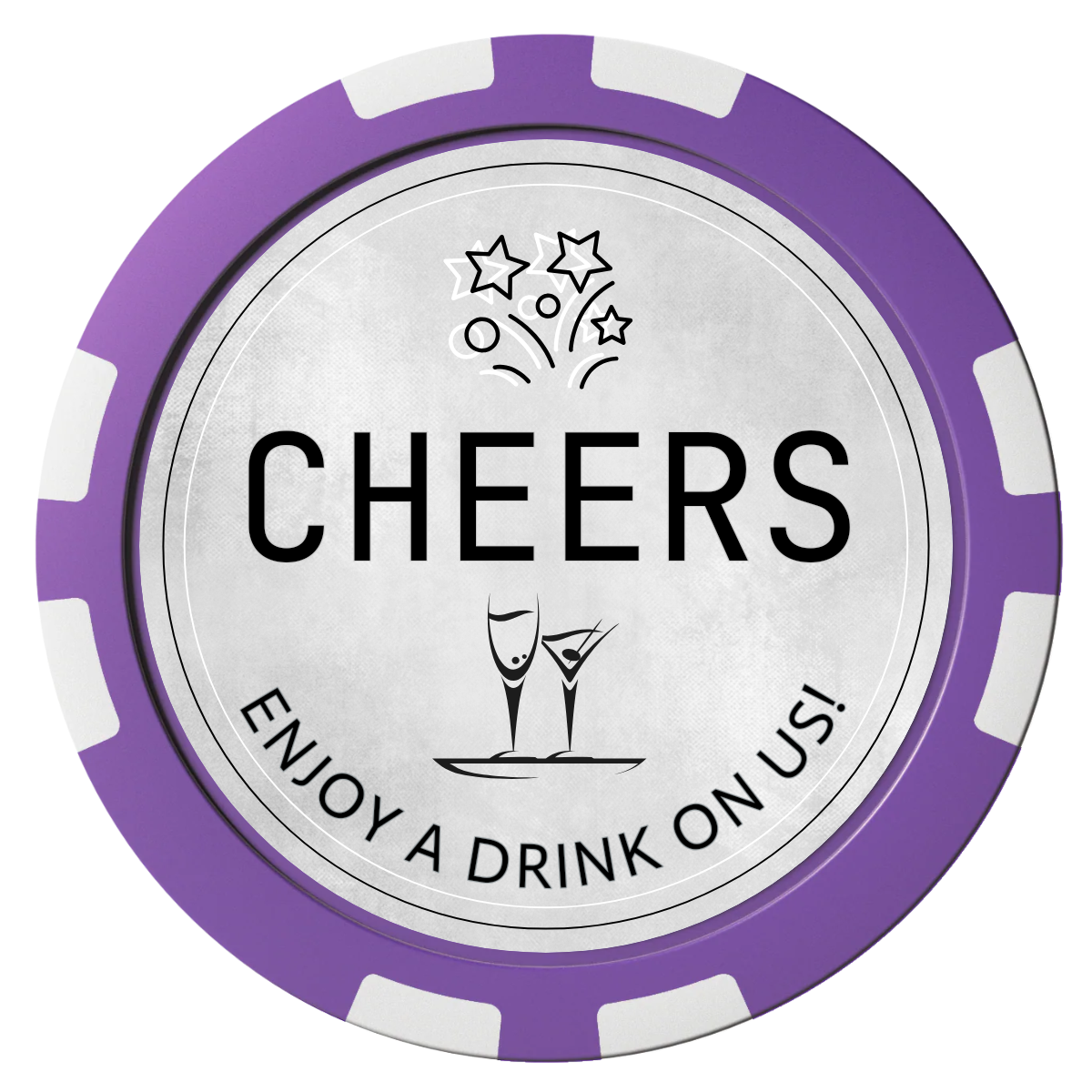 Chique Wedding Token Composite Poker Chips - Purple / 8 Stripe - Front