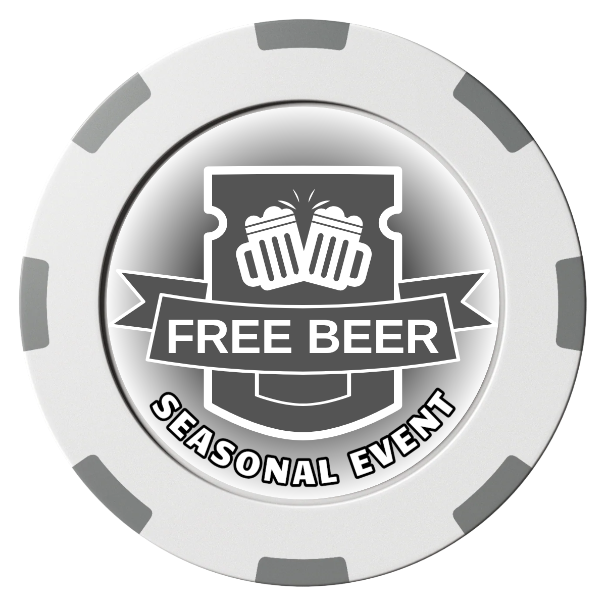 Craft Beer #001 Clay Poker Chips - White / 8 Spot (2 Tone) / 40mm - Front