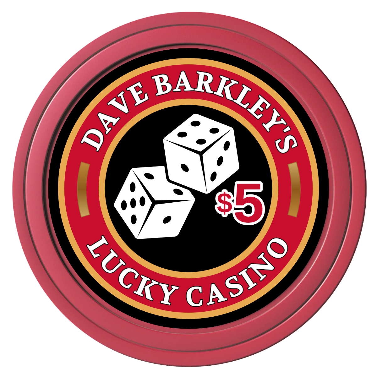 Dave's Lucky Casino Composite Poker Chips - Red / Solid - Front
