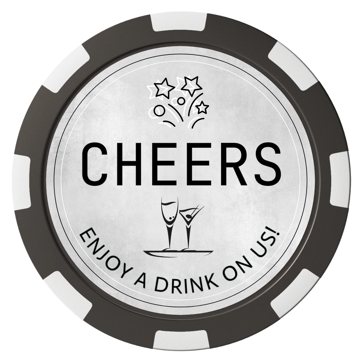 Chique Wedding Token Magnetic Composite Poker Chips - Black / 8 Spot - Front