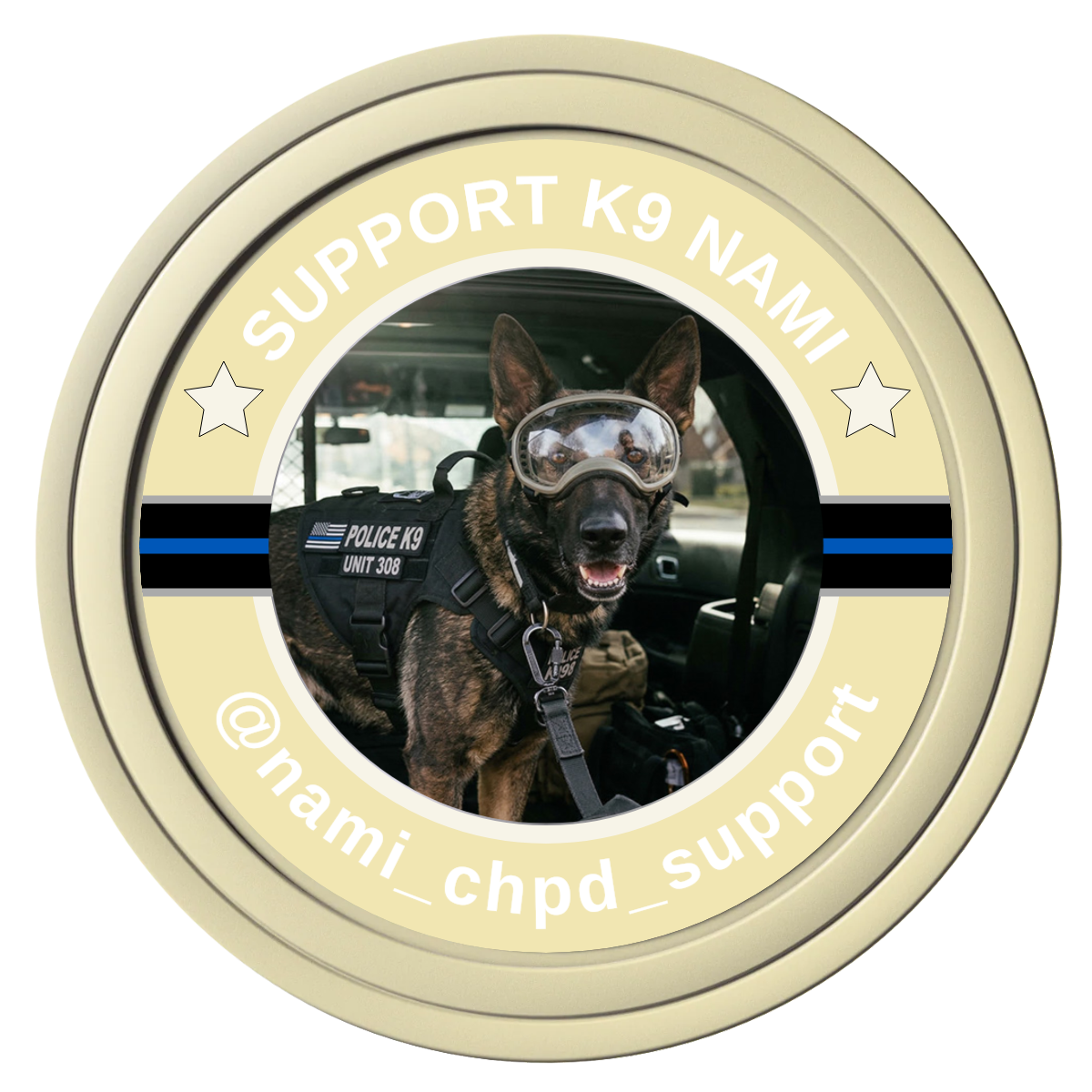 Police Department K9 #02 Composite Poker Chips - Ivory / Solid - Front