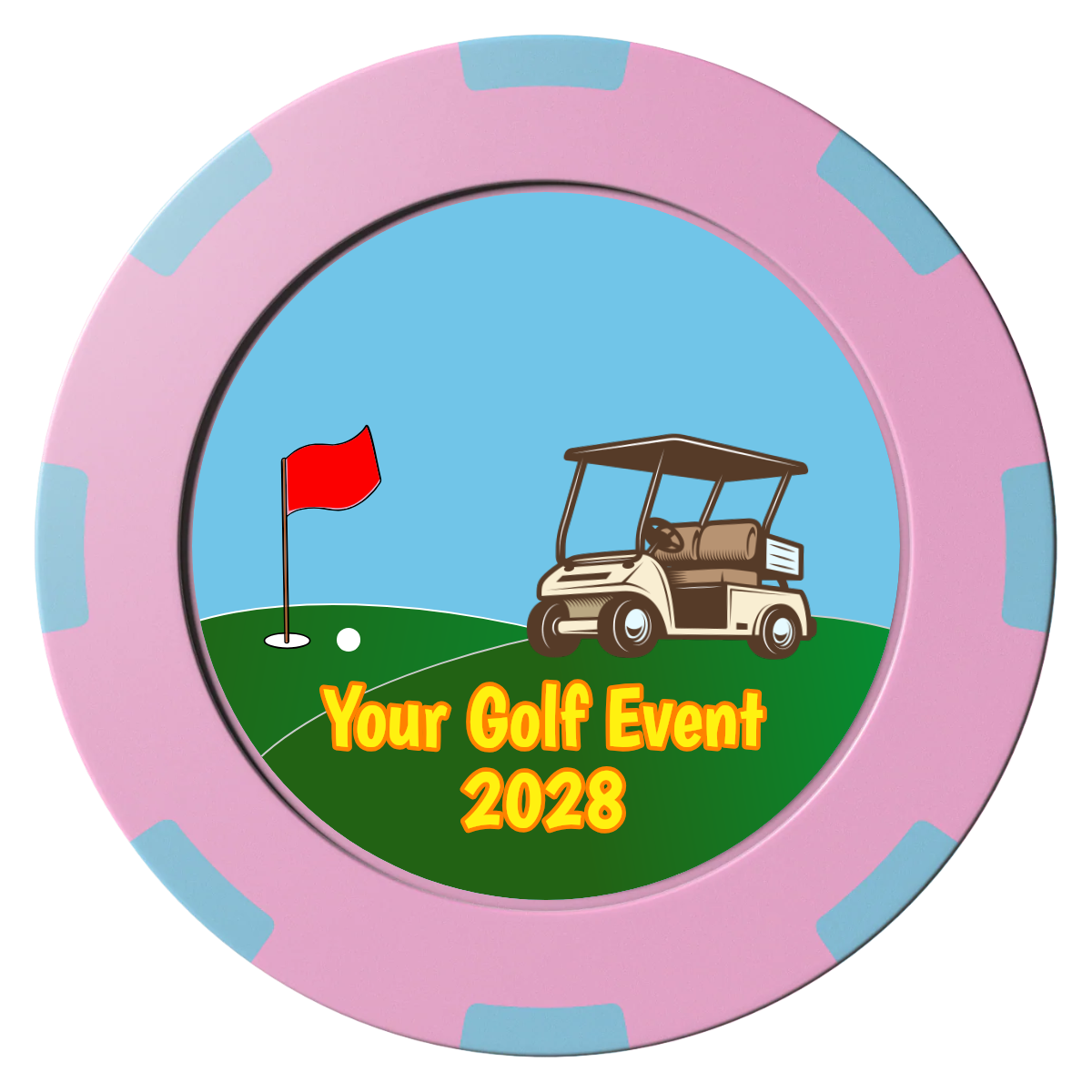 Going Golfing Today Clay Poker Chips - Pink / 8 Spot (2 Tone) / 40mm - Front