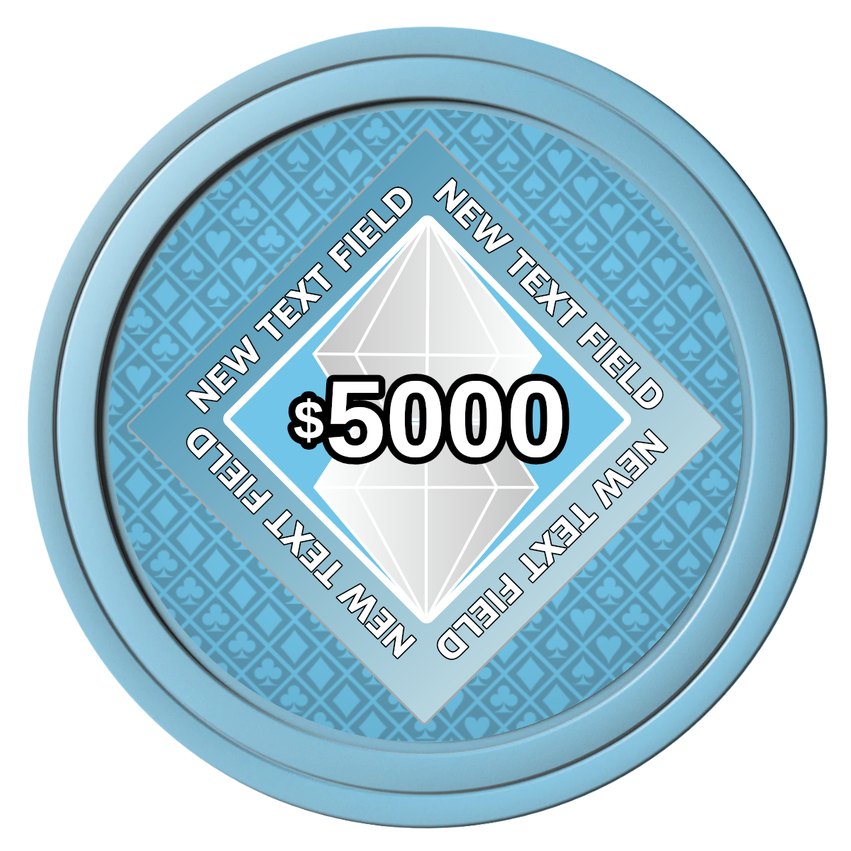 Diamond in the Rough Composite Poker Chips - Light Blue / Solid - Front