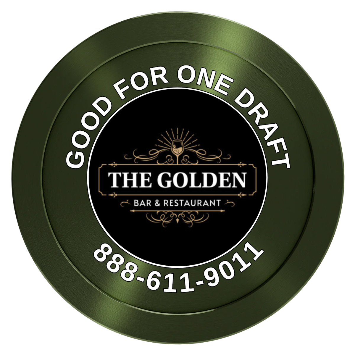 Branded Logo Bar Drink Token Aluminum Poker Chips - Green - Front