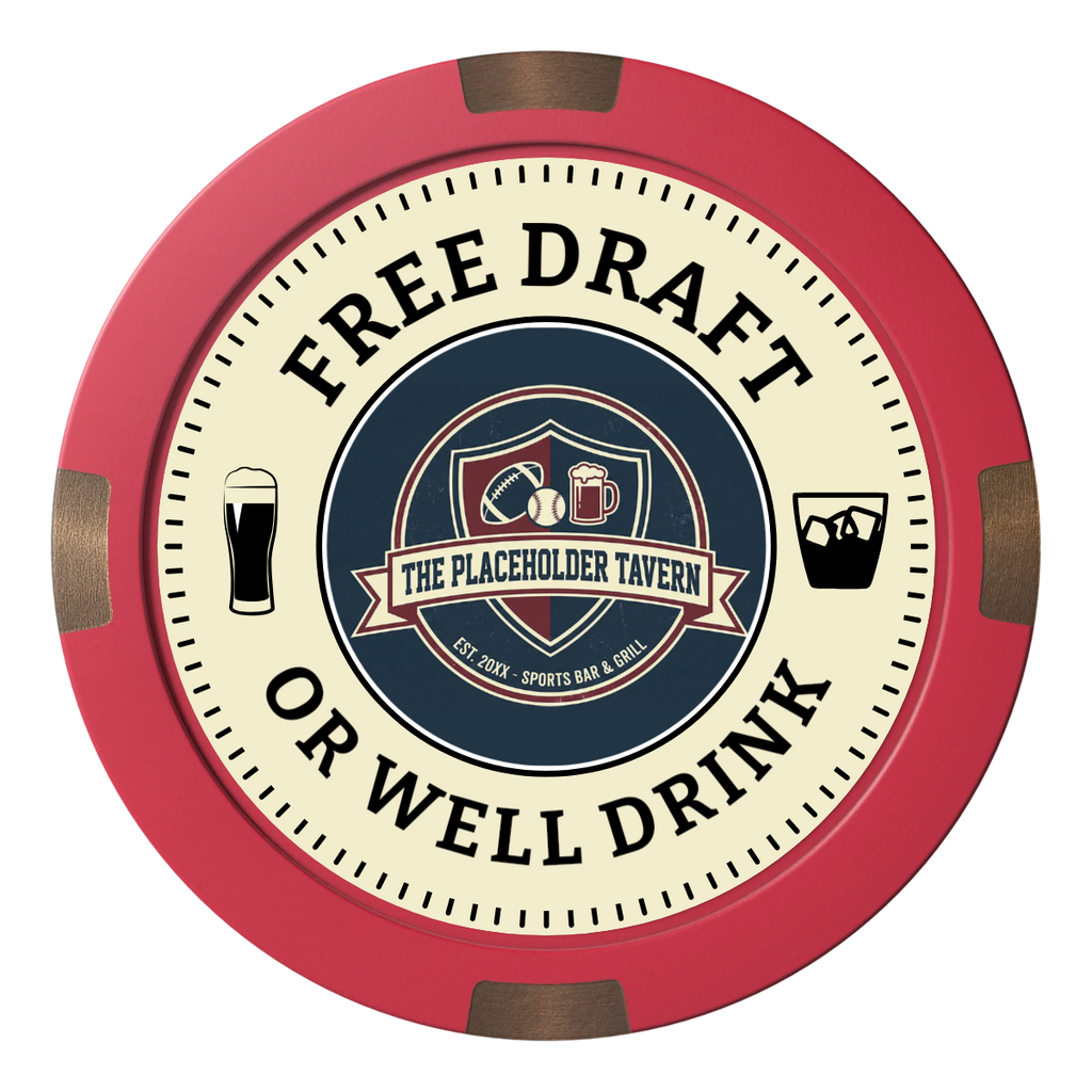 Beer Shop Composite & Metal Hybrid Poker Chips - Red / 4 Spot - Back