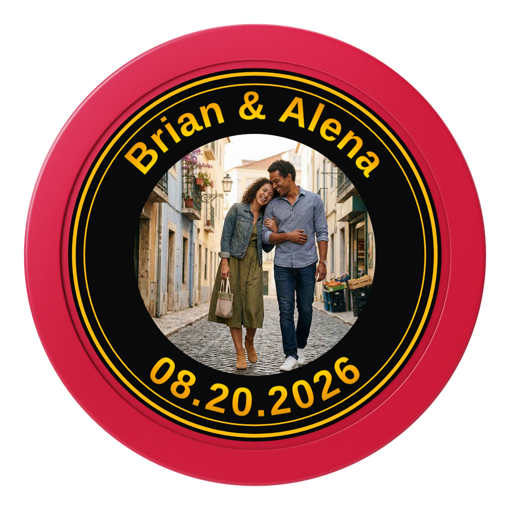 Save the Date Text 2" Oversized Poker Chips - Red - Back