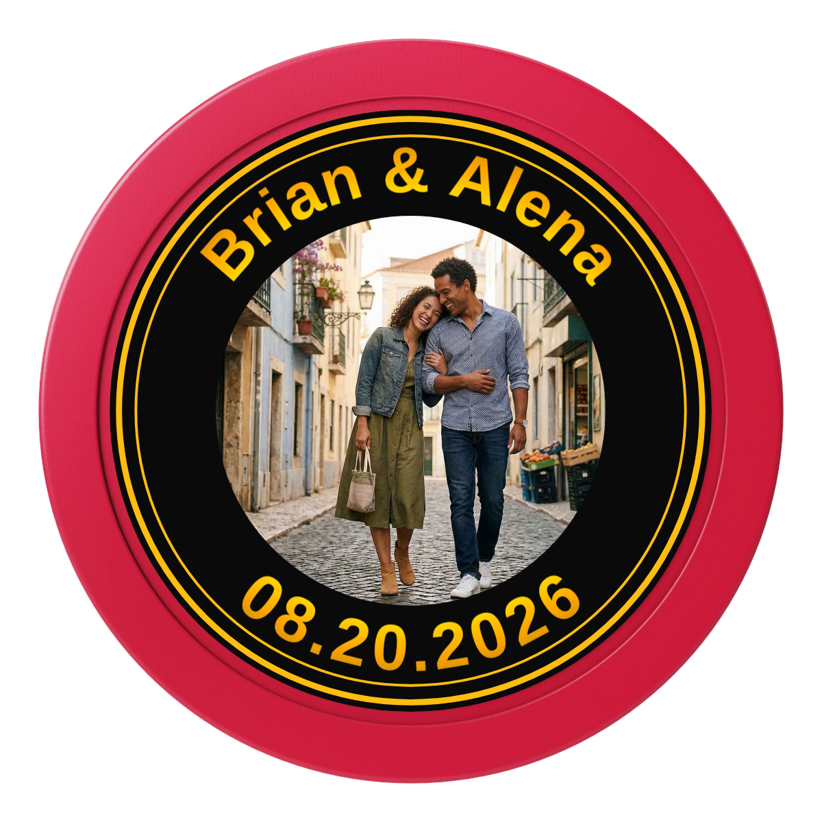 Save the Date Text 2" Oversized Poker Chips - Red - Back