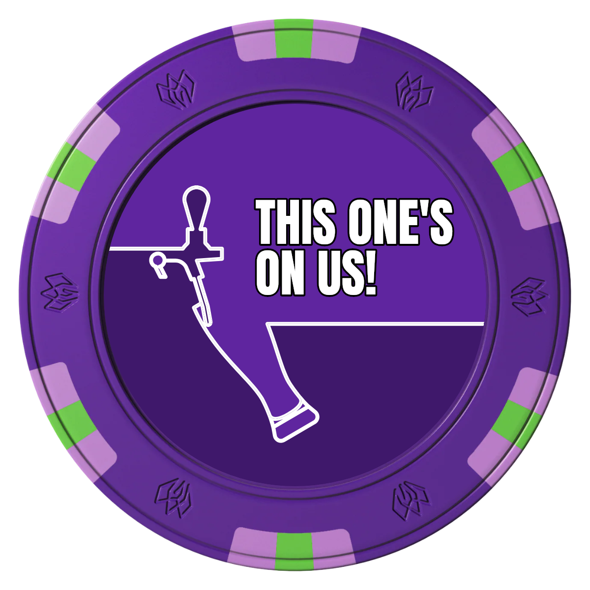 I'd Tap That Clay Poker Chips - Purple / 6 Spot Gem / 43mm - Front