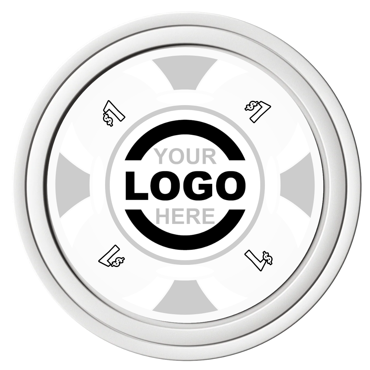 Alan Baker 4-2S A Composite Poker Chips - White / Solid - Front