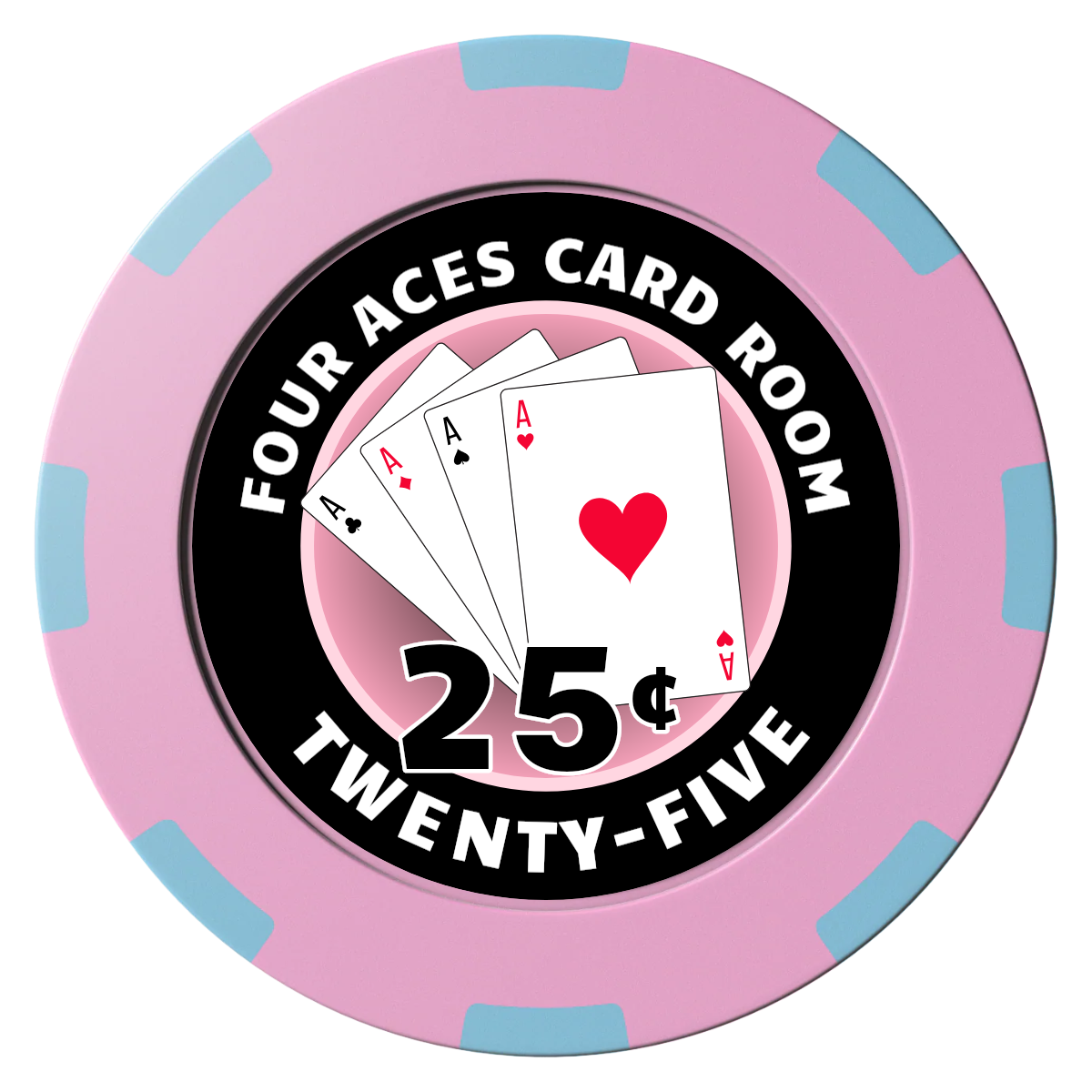 4 Aces Poker Room Clay Poker Chips - Pink / 8 Spot (2 Tone) / 40mm - Front