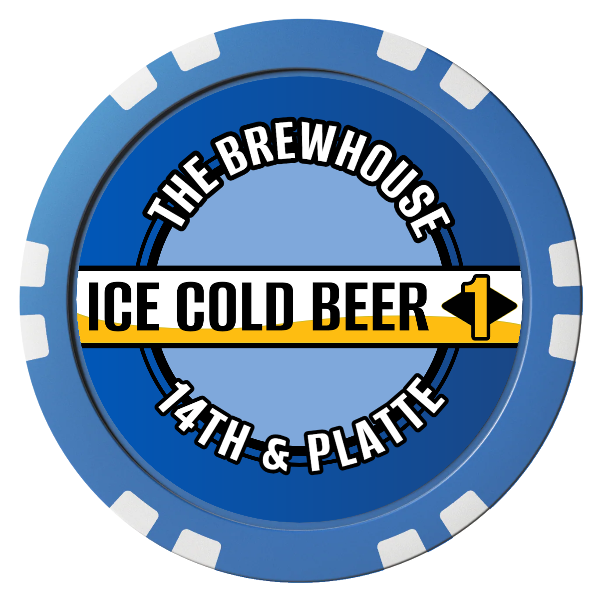 Ice Cold Beer Drink Token Composite Poker Chips - Blue / Double Stripe - Front