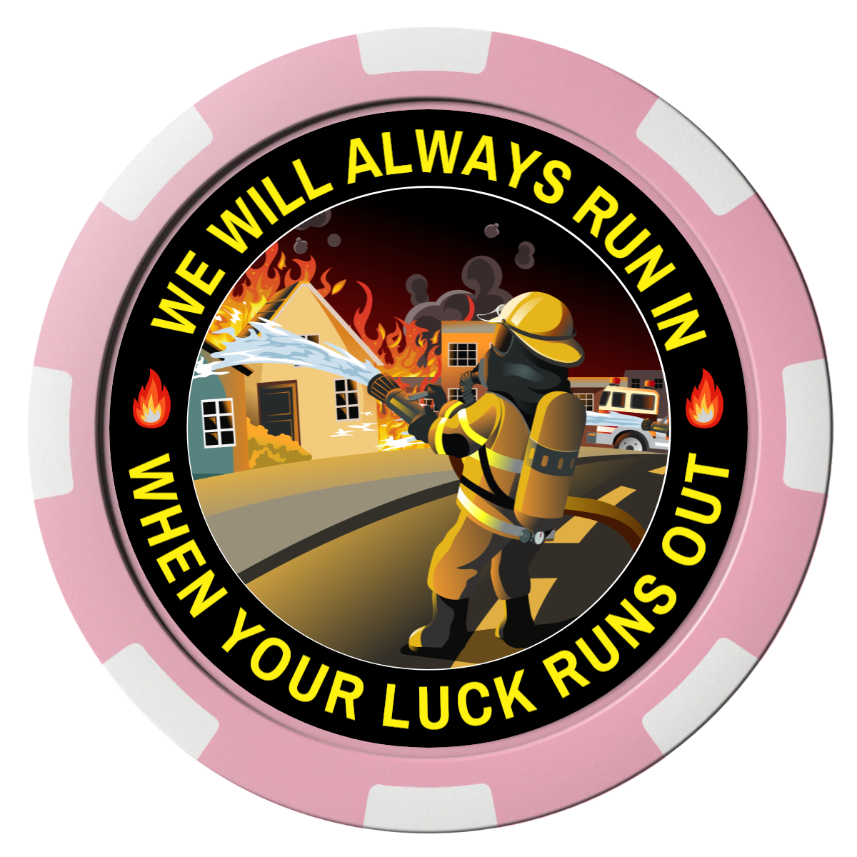 Firefighter Maltese Cross Composite Poker Chips - Pink / 8 Spot - Front