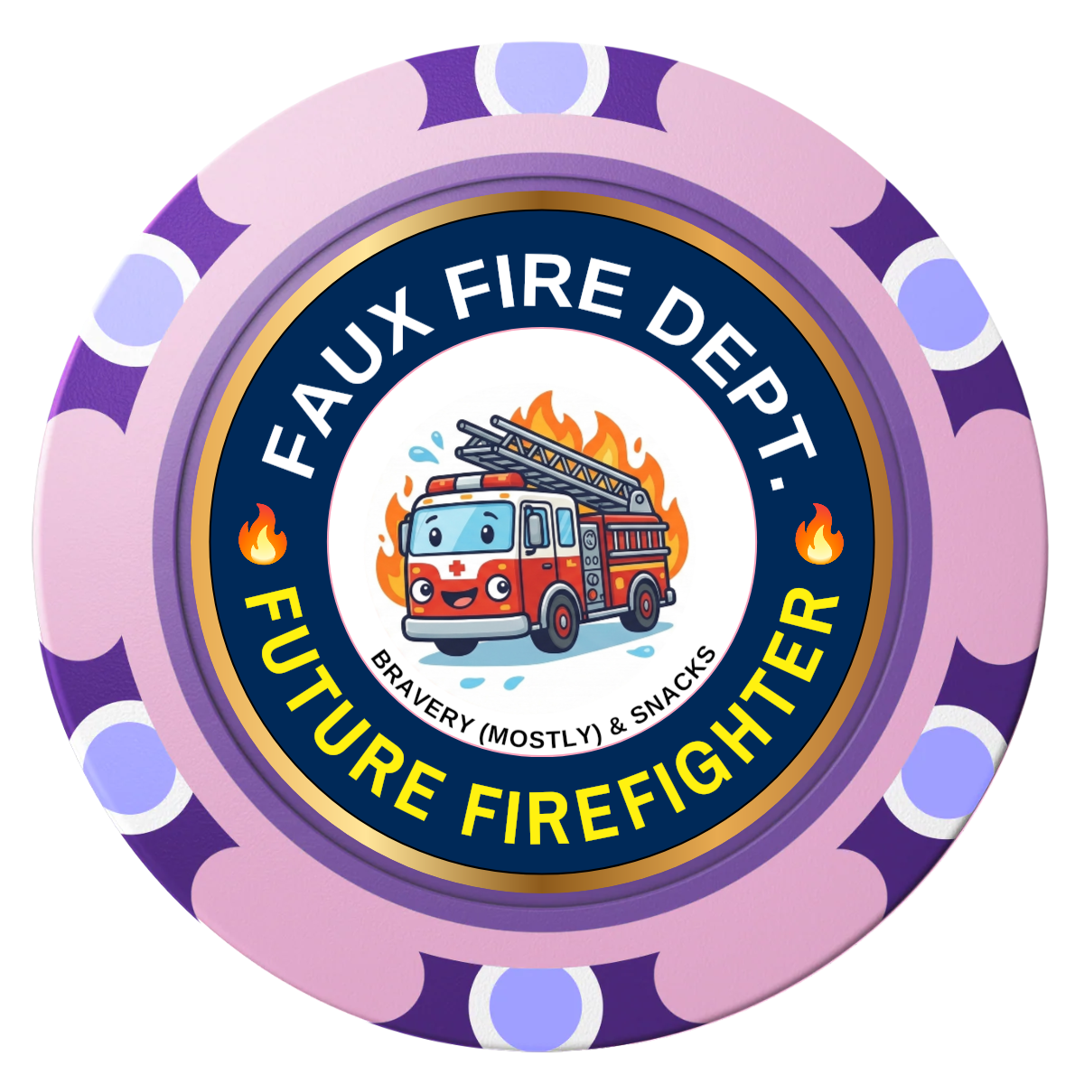 Future Firefighter Clay Poker Chips - Pink / Monte Carlo / 40mm - Front
