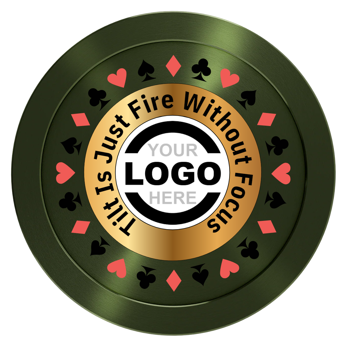 Texas Hold Em' Aluminum Poker Chips - Green - Front