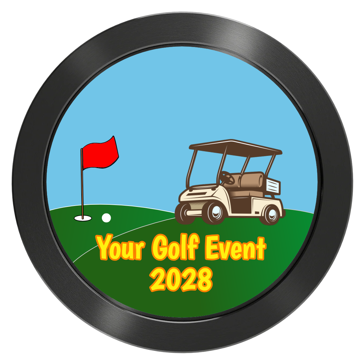 Going Golfing Today Aluminum Poker Chips - Black - Front