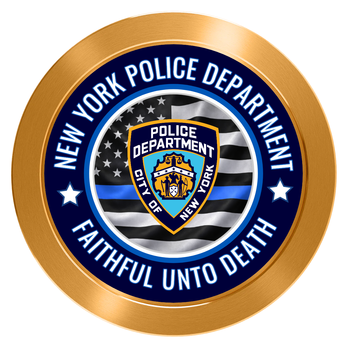 NYPD Safe and Fair Aluminum Poker Chips - Gold - Front
