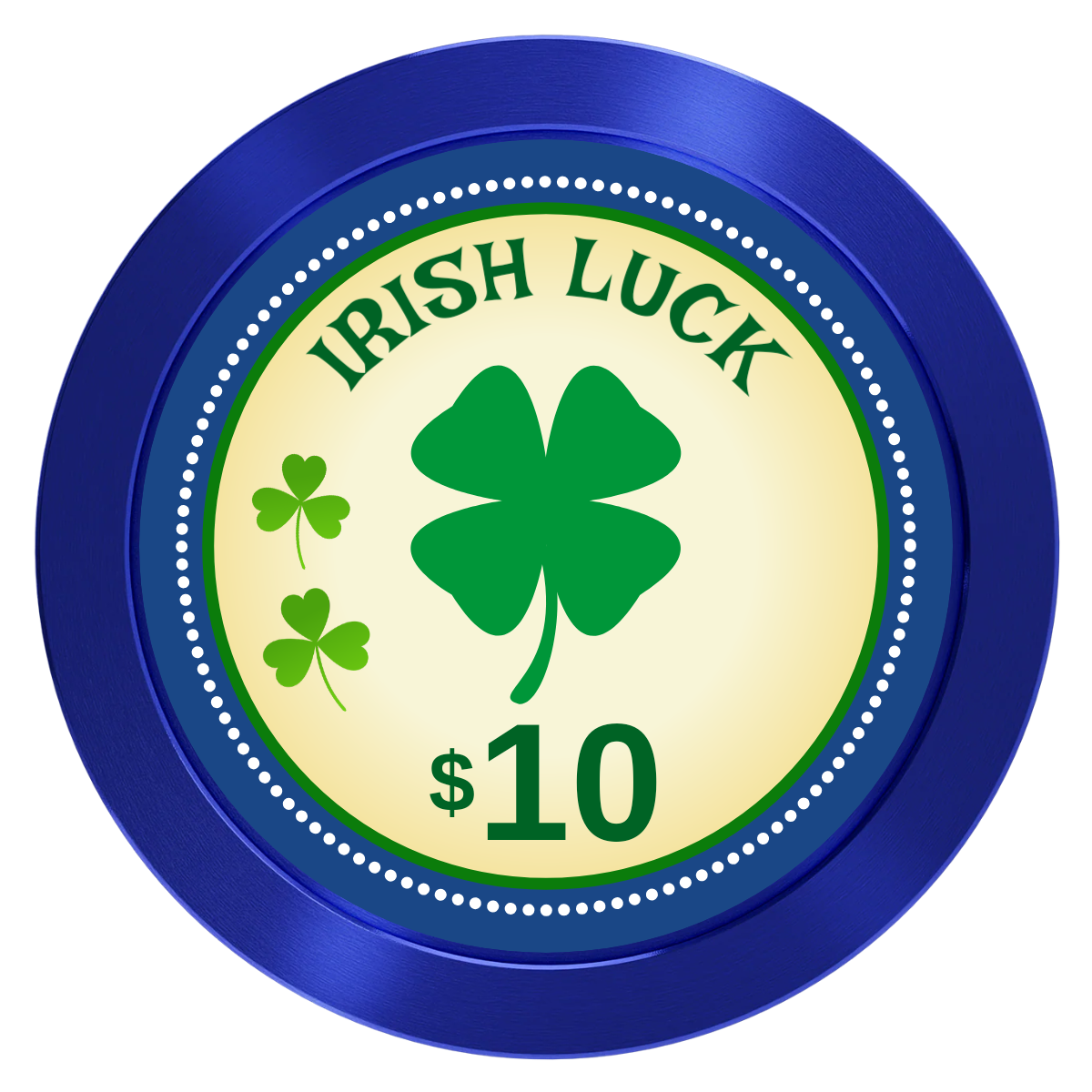 Irish Luck Aluminum Poker Chips - Blue - Front