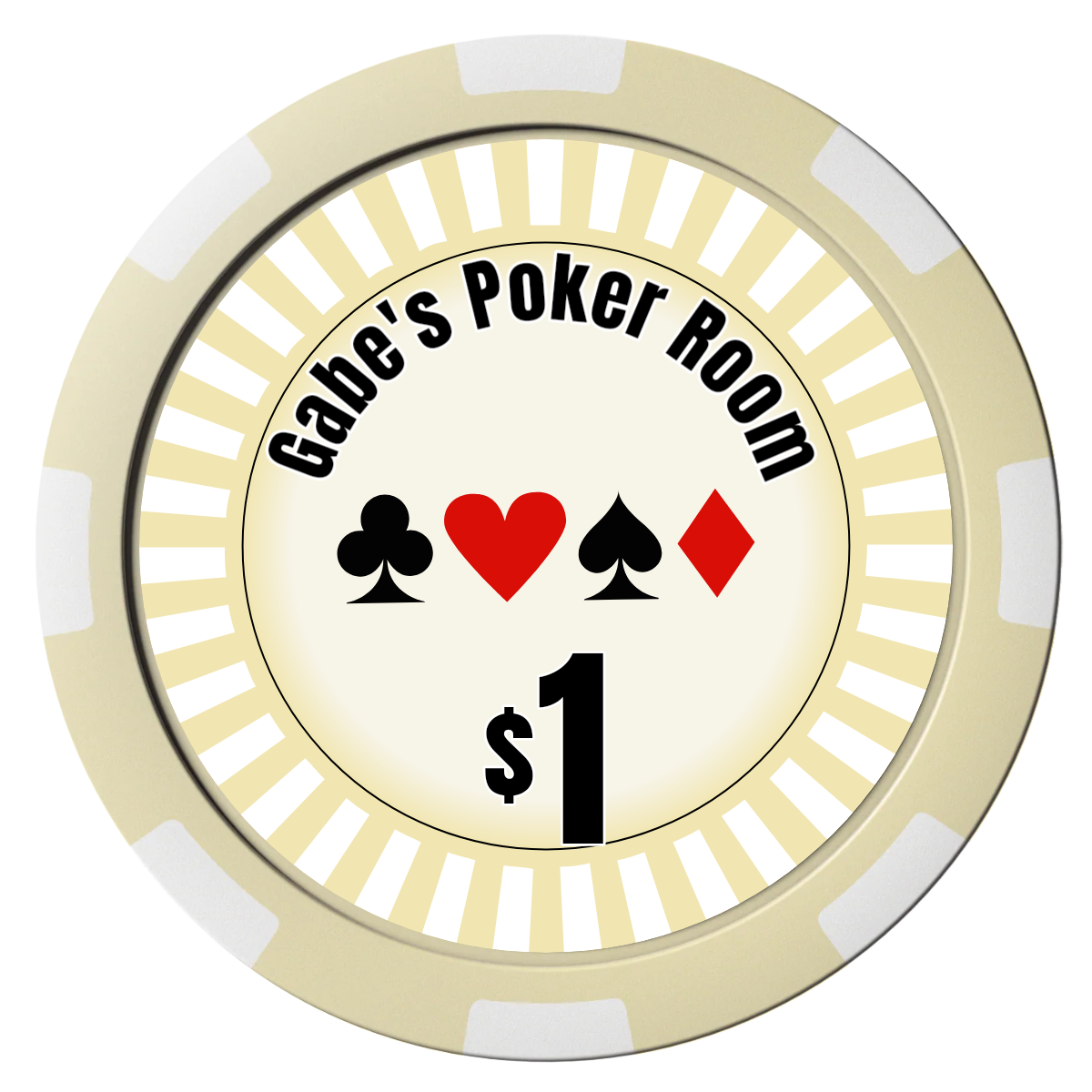 Gabe's Poker Room Magnetic Composite Poker Chips - Ivory / 8 Spot - Front