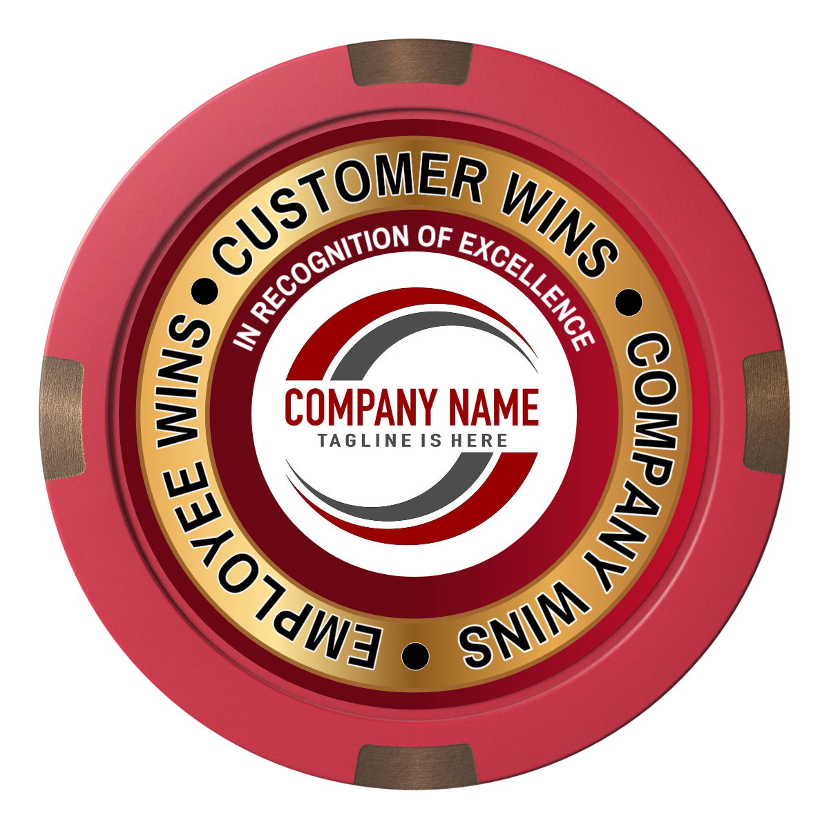 Gold Standard Composite & Metal Hybrid Poker Chips - Red - Back