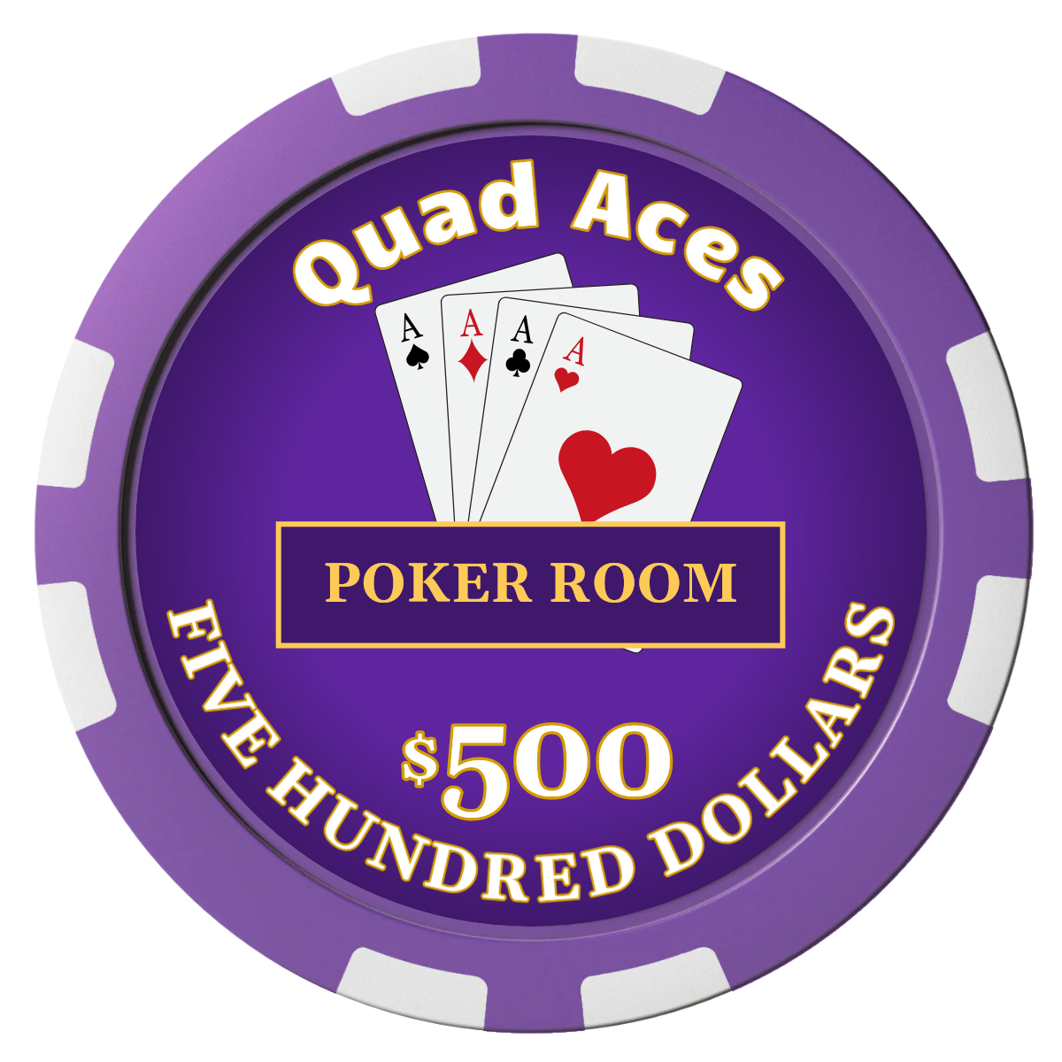 Quad Aces Composite Poker Chips - Purple / 8 Stripe - Front