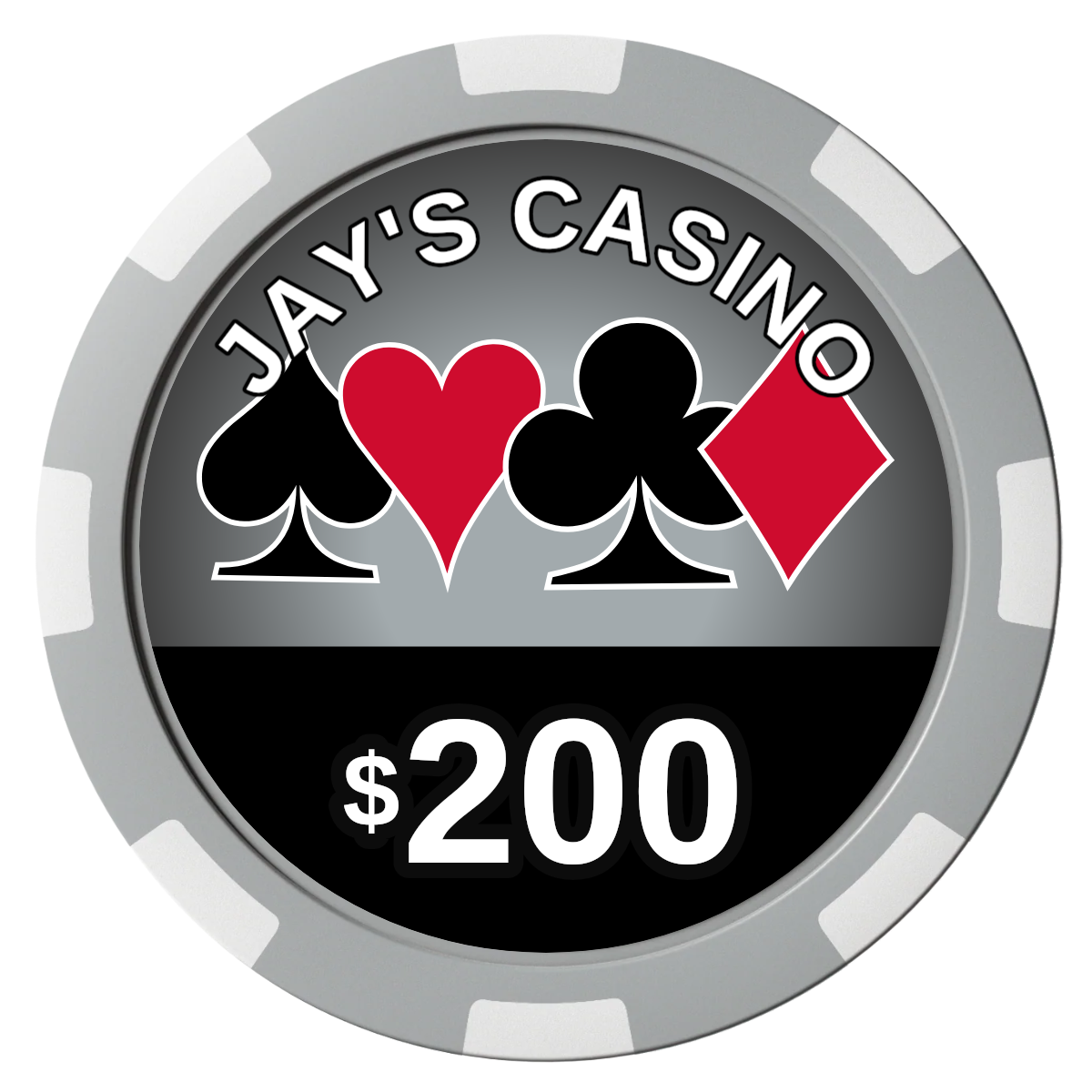Jay's Casino Composite Poker Chips - Gray / 8 Spot - Front