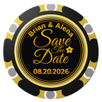 Save the Date Text Clay Poker Chips - Black / Monte Carlo / 40mm - Front