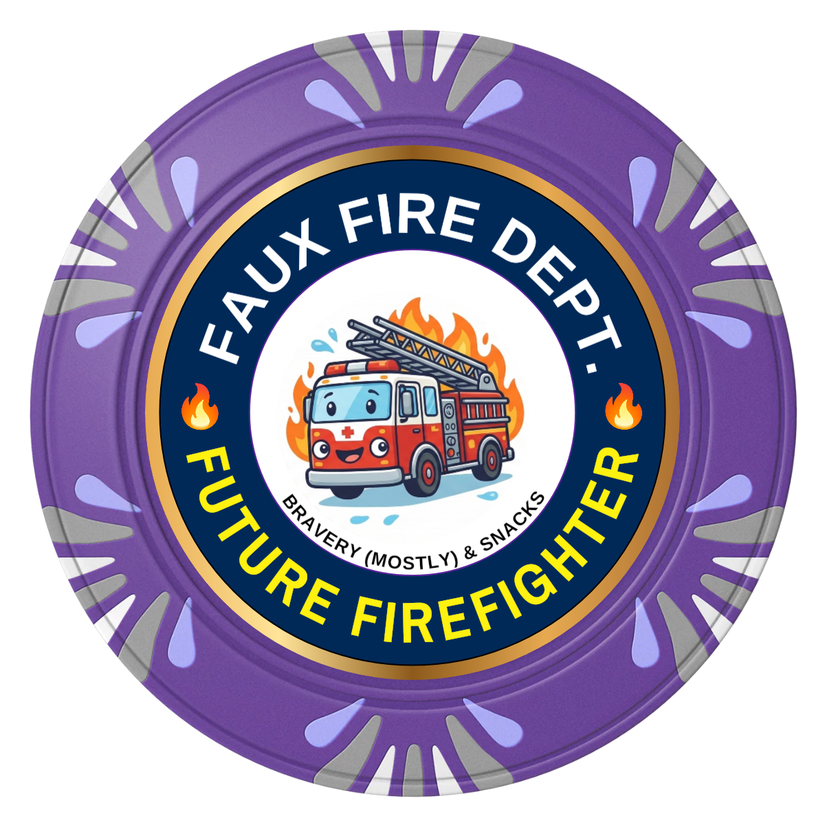Future Firefighter Clay Poker Chips - Purple / Macau / 40mm - Front
