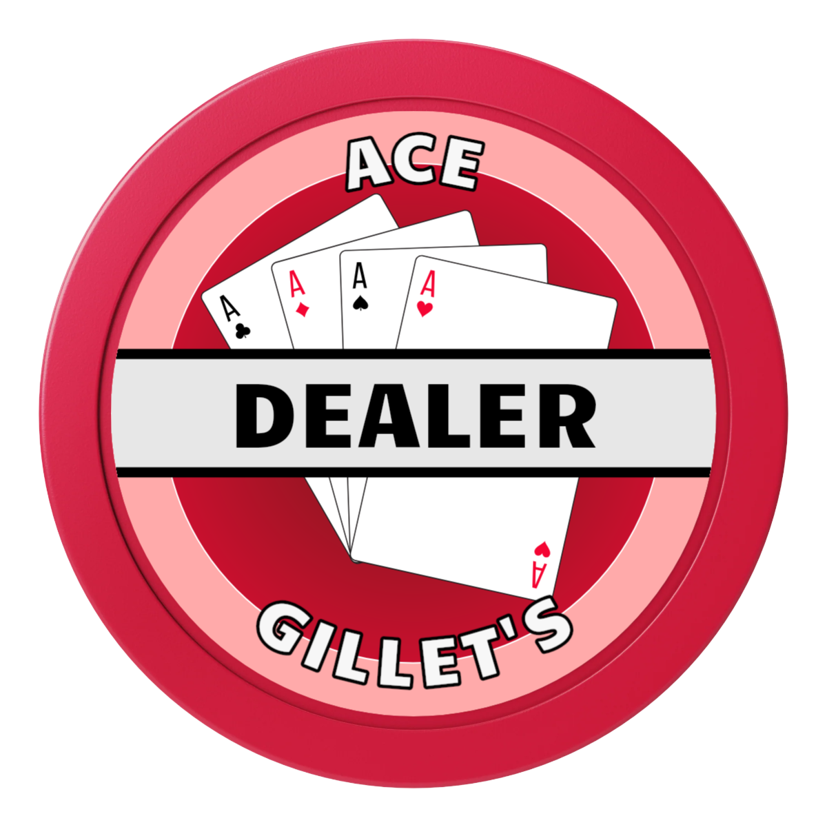 Ace Gillet's 2" Composite Dealer Button - Red - Front