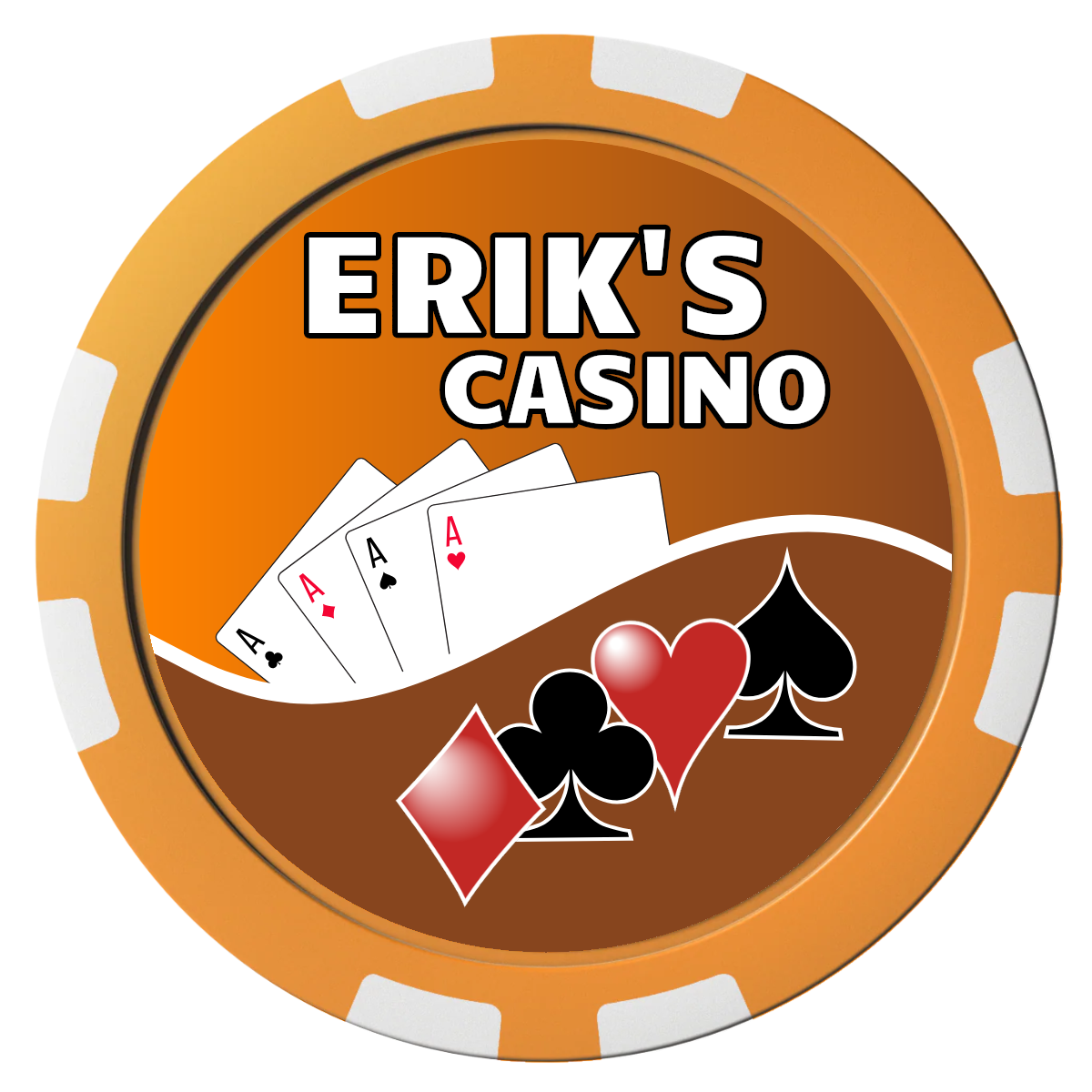 Erik's Casino Composite Poker Chips - Orange / 8 Stripe - Front