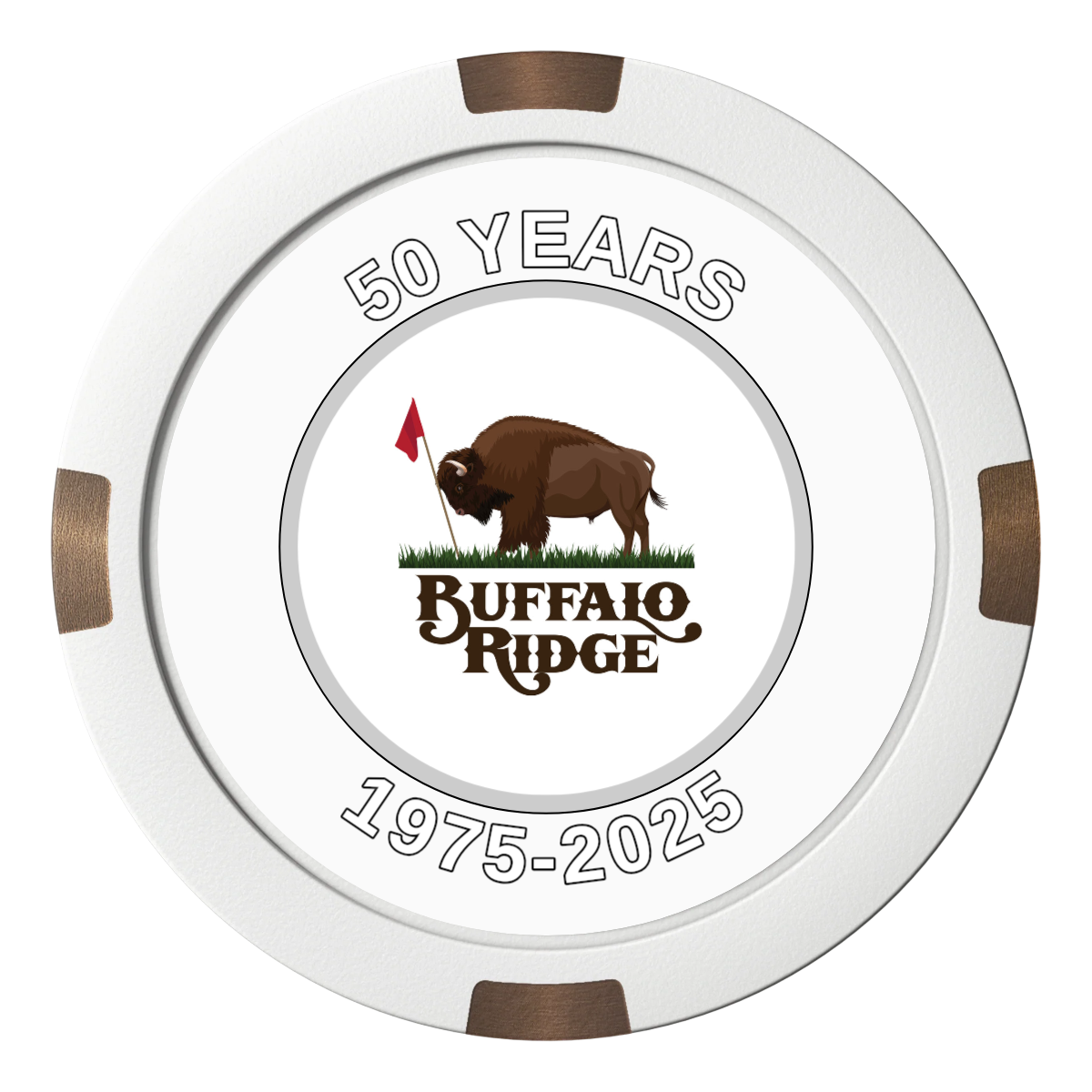 Branded Golf Pro Shop Composite & Metal Hybrid Poker Chips - White / 4 Spot - Front