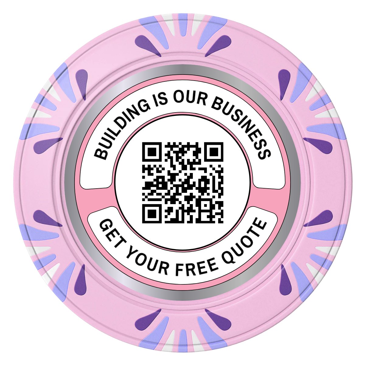 Acme Construction Clay Poker Chips - Pink / Macau / 40mm - Front