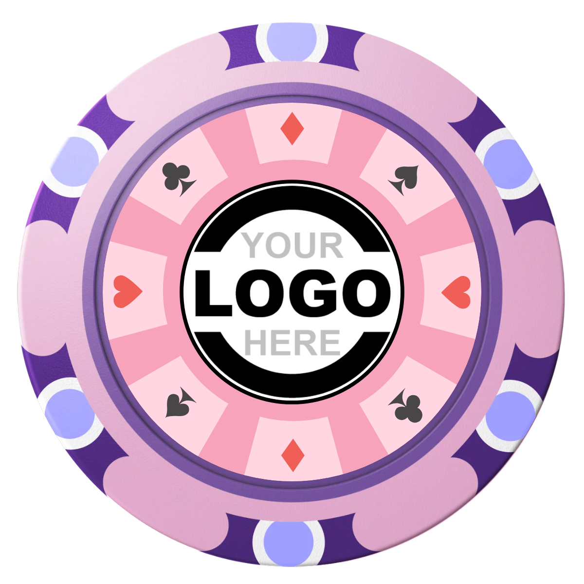 Suit 8 Your Logo Clay Poker Chips - Pink / Monte Carlo / 40mm - Front