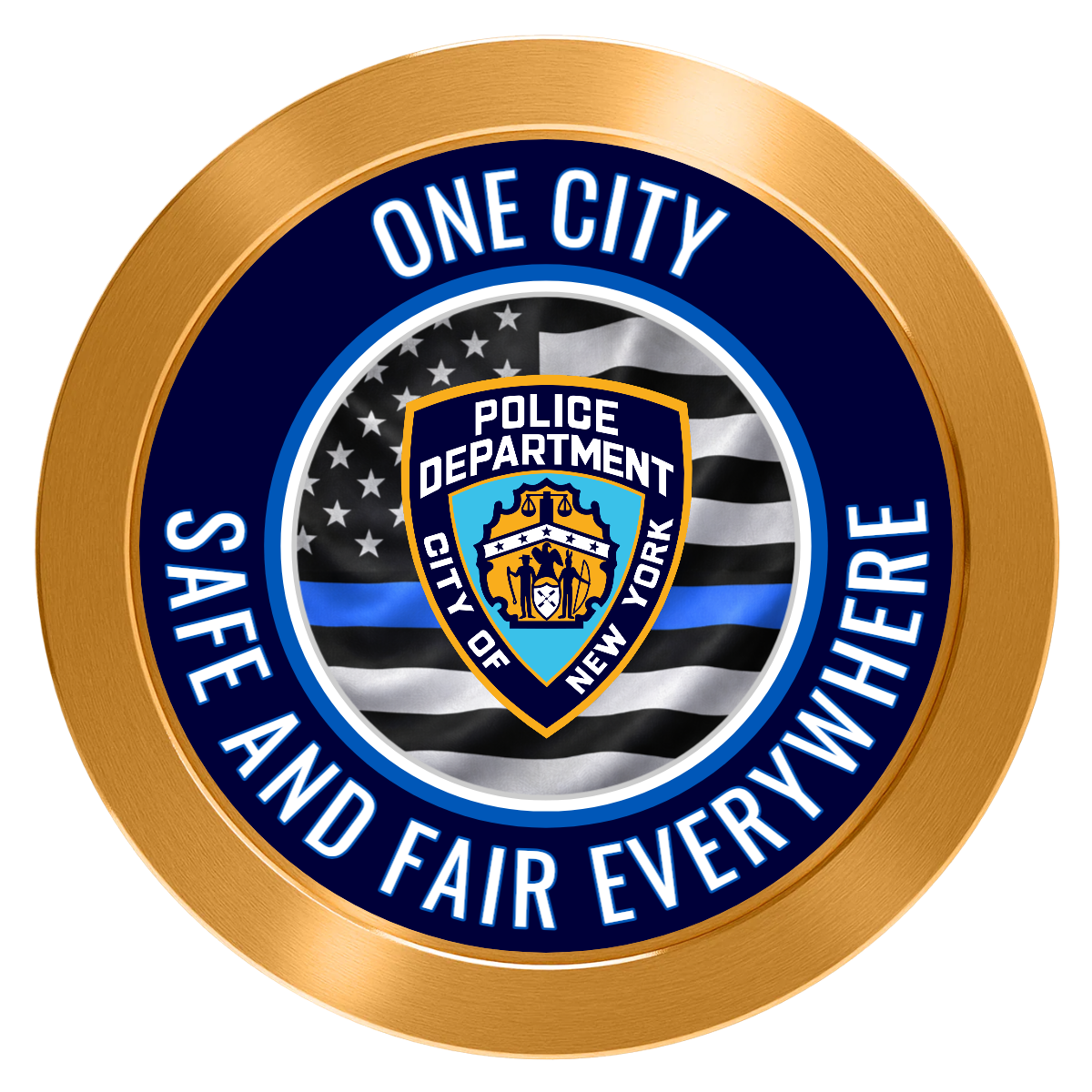 NYPD Safe and Fair Aluminum Poker Chips - Gold - Back