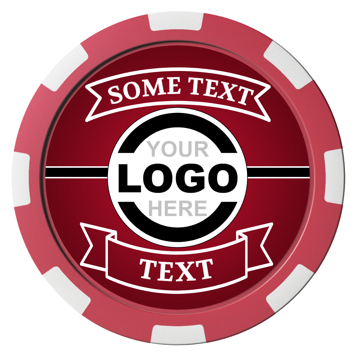 Double Banner Composite Poker Chips - Red / 8 Spot - Front