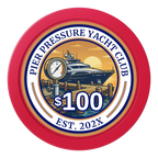 Anchor Down Card Room 2" Oversized Poker Chips - Red - Front