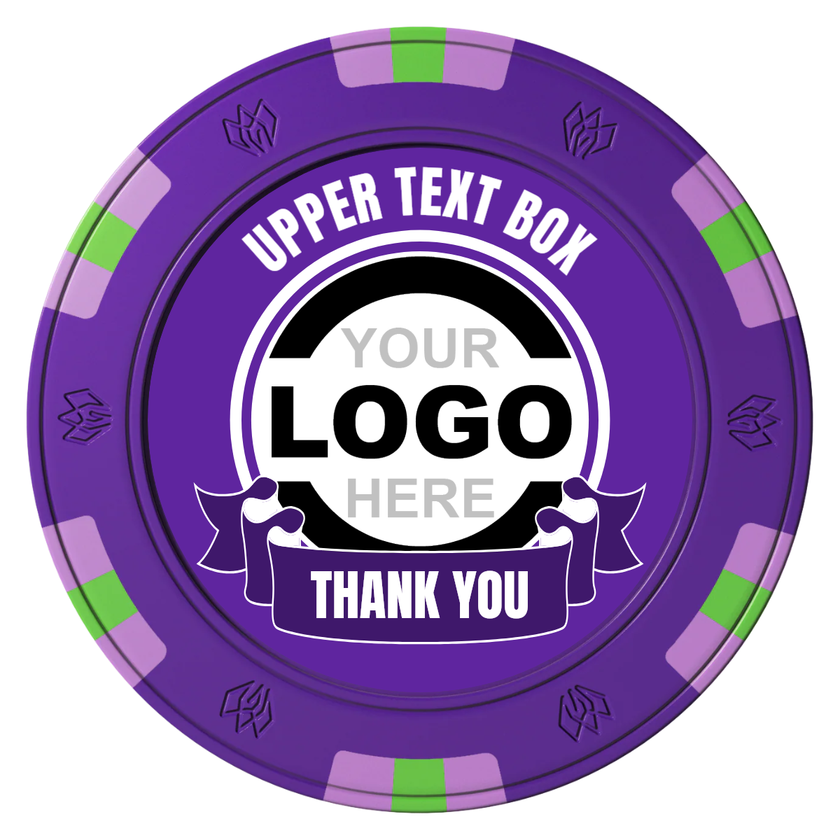 Lower Banner Clay Poker Chips - Purple / 6 Spot Gem / 43mm - Front