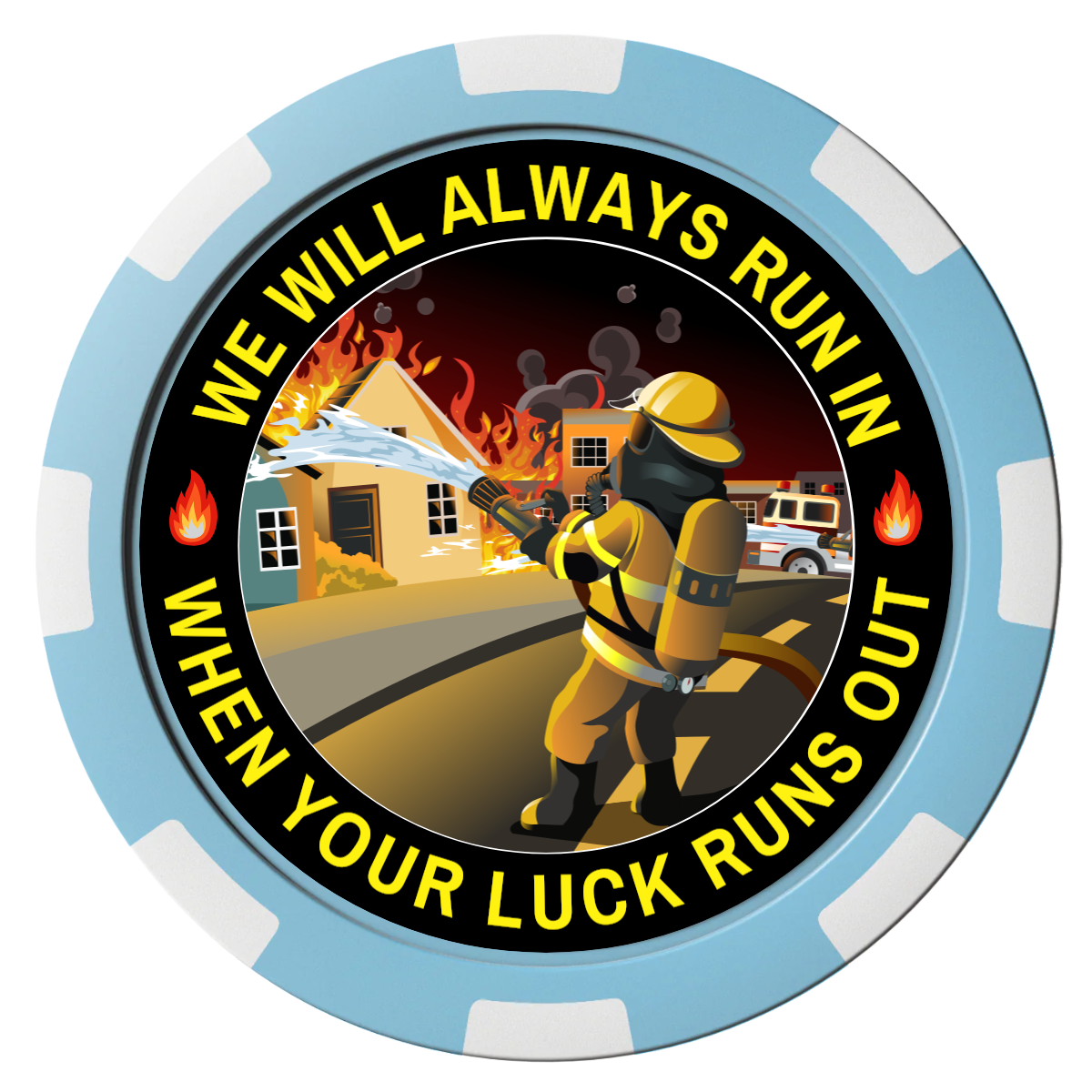 Firefighter Maltese Cross Composite Poker Chips - Light Blue / 8 Spot - Front