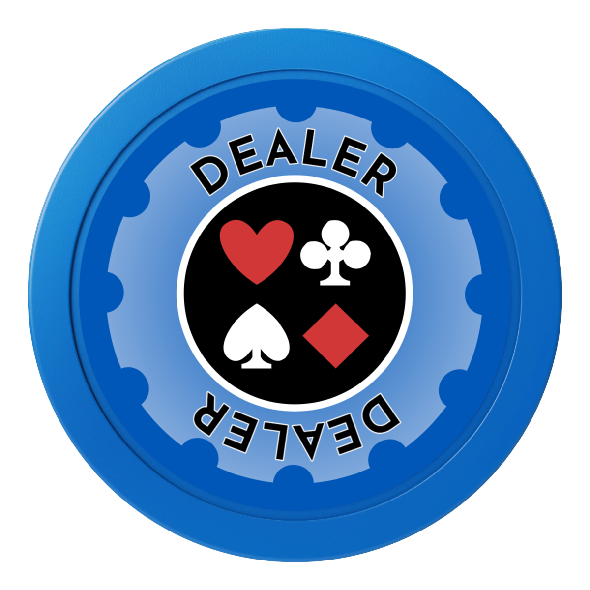 Your Four Suits 2" Composite Dealer Button - Blue - Front