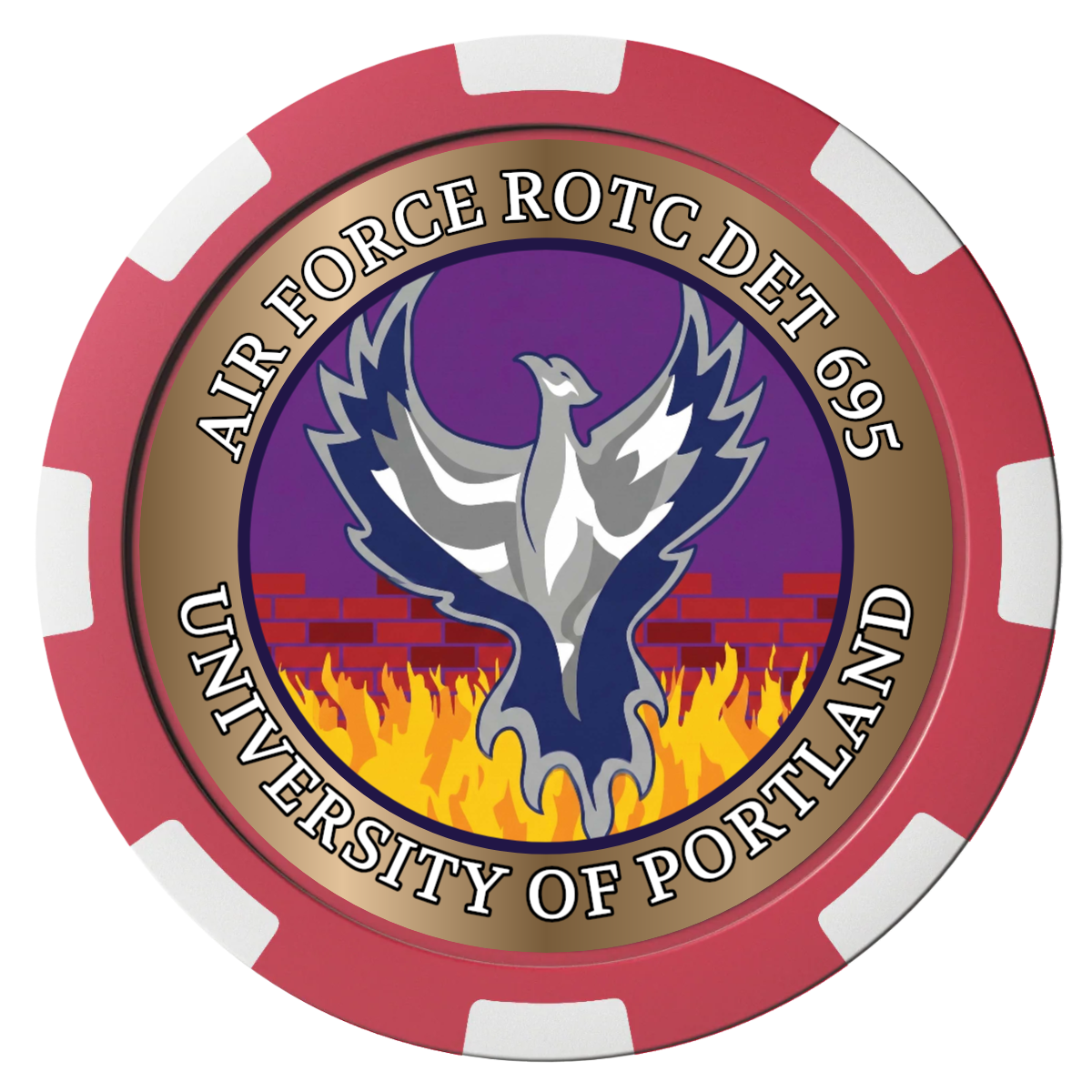 Air Force ROTC Det 695 Magnetic Composite Poker Chips - Red / 8 Spot - Front