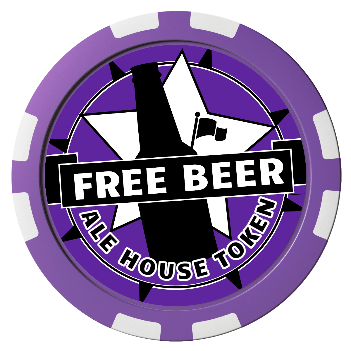 Free Beer Drink Composite Poker Chips - Purple / 8 Stripe - Front