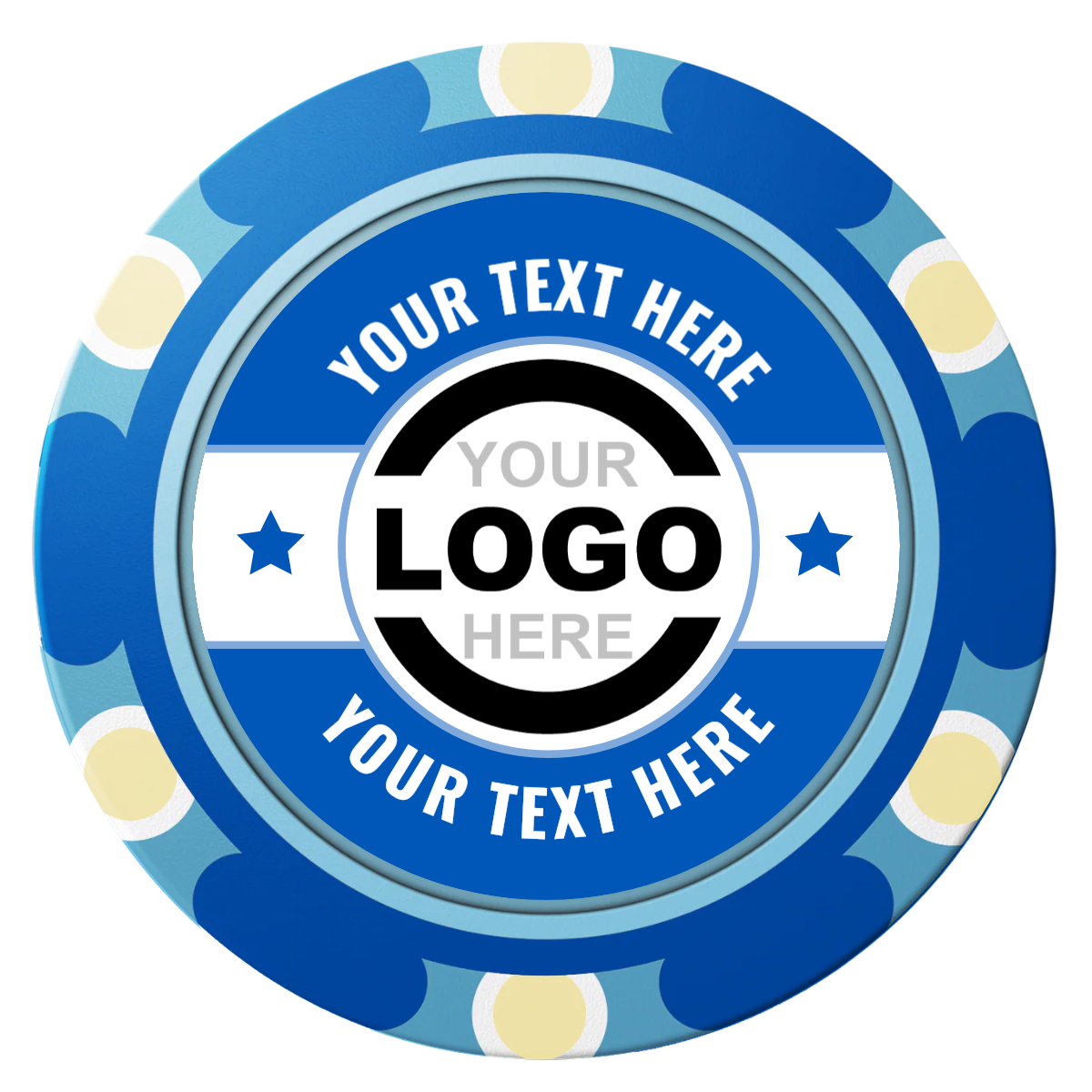 Star Banner Clay Poker Chips - Blue / Monte Carlo / 40mm - Front